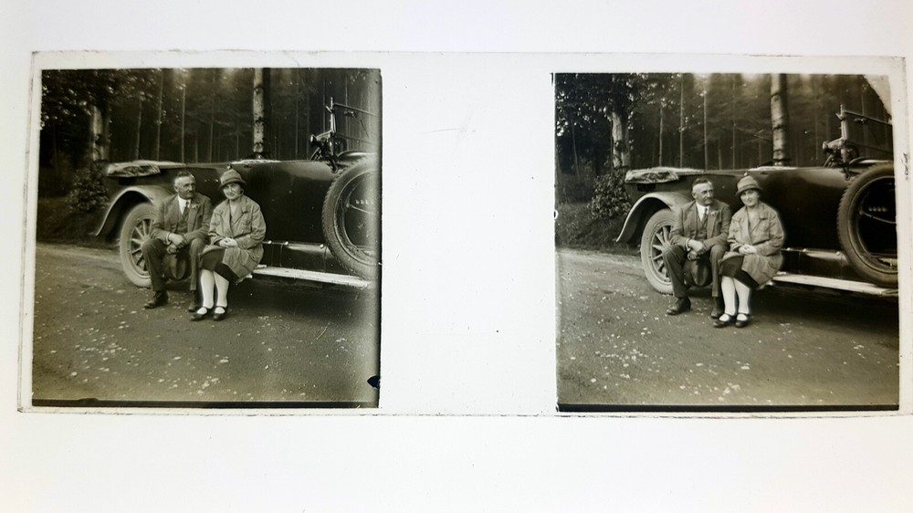 Rare Vintage Stereo Glass Plate AUTO MERCEDES BENZ c.1916 – 4x12cm
