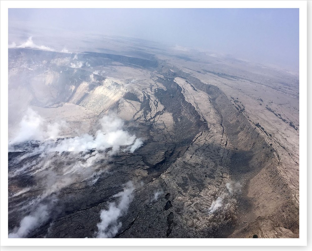 2018 Kilauea Volcano Cracking In Halema‘uma‘u Crater Silver Halide Aerial Photo