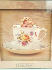 Anne Geddes Baby In A Teacup 5″x5″ Picture In Frame 1995