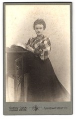 Photograph Gustav Gock, Hohenwestedt, Young Lady in Plaid Dress with High G