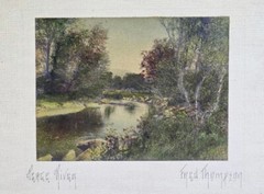 Fred Thompson Maine Artist Peace River Signed Hand Colored Photograph Orig Frame
