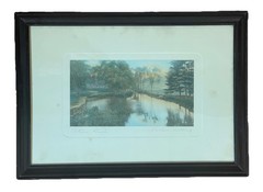 ANTIQUE EARLY 20c Photography PRINT Wavy Glass Arts and Crafts Landscape