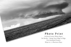 Storm Photography Print – Supercell Thunderstorm in Kansas Black and White