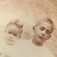Vintage Old Handmade ?photo in glass with chain wrapped around 9”x9”