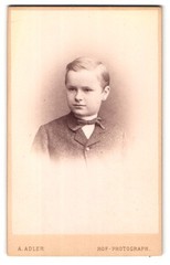 Photograph A. Adler, Dresden, Victoria Street 21, portrait of young lad for