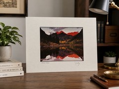 Hedy Signed Fine Art Photo «Maroon Bells» Matted Landscape Colorado Aspen