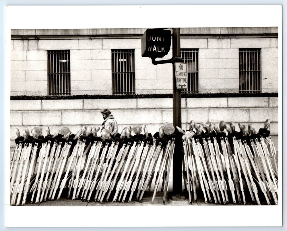 Construction Barriers Man Walking Robert DeMilt Original Photograph 8×10″ c.1983
