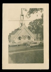 Monteal 1950s – Church of Saint-Andre-Hubert-Fournet and Cars Automotive – Photo 6x8cm