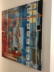 VERY COOL LARGE MIXED MEDIA PAINTING BY AARON KRATEN ON WOOD SIGNED HEAVY