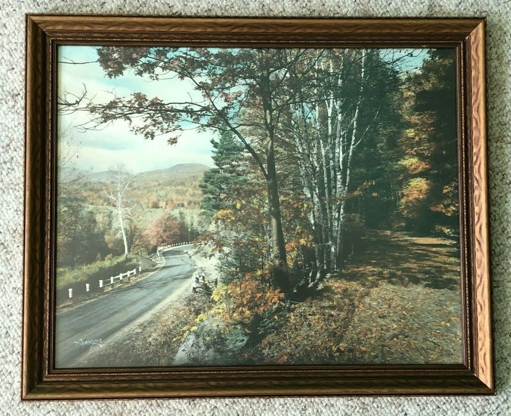 Large Charles Sawyer Autumn Glory Hand Colored Photo Nutting Peer 22″ x 18 1/2″
