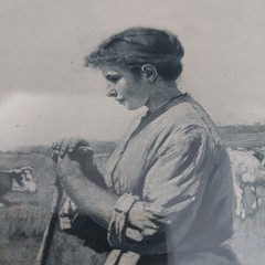 Framed Photogravure Print of Painting «Shepherdess in the Fields» Charles Pearce