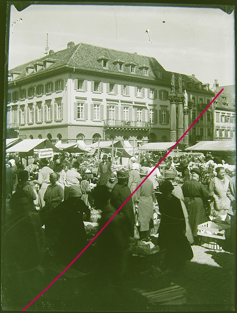 Freiburg Market Circa 1920 Seeds Hambrecht Historic Glass Negative