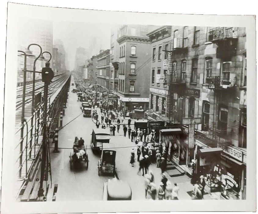 Vintage NYC Photo Sixth Avenue Elevated Train Tracks 50th Street Scene ca 1930s
