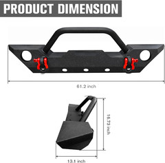 JK Front and Rear Bumper Set Compatible for 2007-2018 Jeep Wrangler JK, Rock Cra