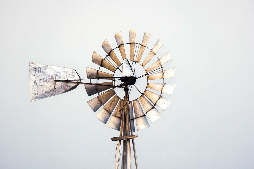 Country Photography Print – Picture of Aermotor Windmill Head in Oklahoma