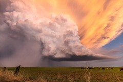 Storm Photography Print – Supercell Thunderstorm Over Field at Sunset in Kansas