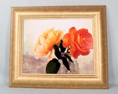 Two Roses Framed Photograph 8×10 Peach Orange Roses Textured Finish Gold Frame