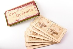 Stereo tissue card set, 6 Colorized views, Fantaisie, Une Querelle, BK