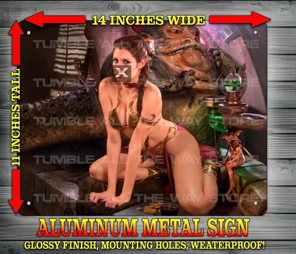 Slave Leia Chained Leash Jabba The Hutt Star Wars Metal Sign Art 14″ x 11″