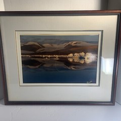 Vtg Framed Photograph North Pole~Midnight Sun~Signed Triple Matted 17”x21” READ