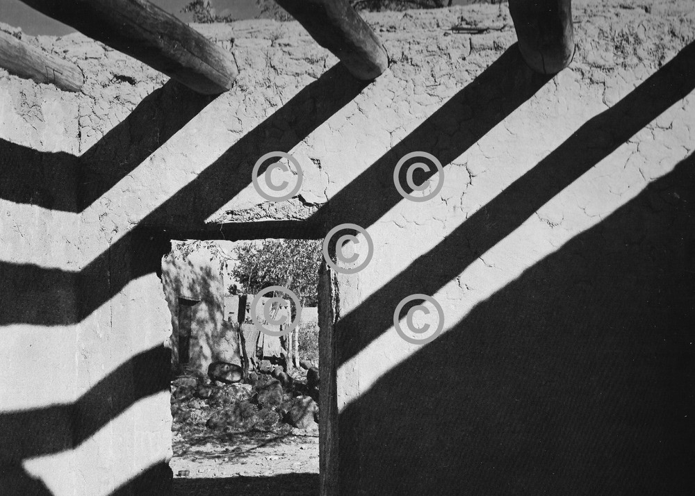 Book Plate Ansel Adams B/W 7.25 x 10.25″ Adobe Ruin Albiquiu NM 1941