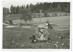 Man Resting On Roadside With Motorcycle – Travel Leisure – Vintage Photo 1950s