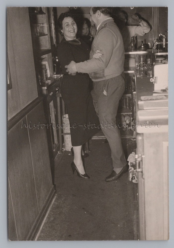 Woman and Man Dancing Behind Counter – Bar Pub Tap – Vintage Photo