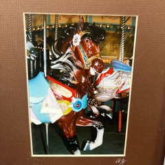 Vintage Photography Paragon Park Carousel AJ Wiser Signed Framed 13×10 Hull MA