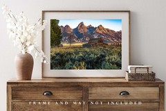 Western Wall Decor Art Print of Old Barn in Grand Teton National Park Wyoming