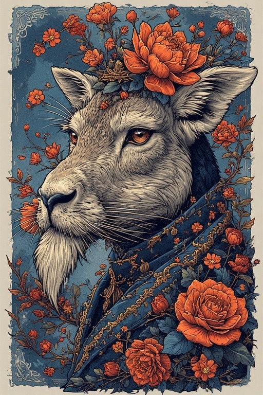 Stunning Bold Beautiful Anthropomorphic Animal, Art Image Art, Digital Creation