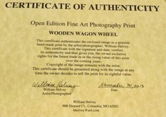 William Helvey Open Ed Fine Art Photography Print COA 1973 Wooden Wagon Wheel