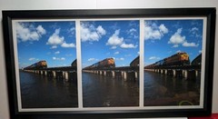 Framed Train Bridge Triptych Wall Art Print Railroad Landscape 25.5 x 13.75