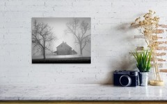 Morning Fog Moody Gettysburg Pennsylvania Black and White Photography Art Print
