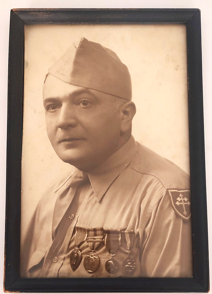 Vintage Military Army Soldier Photo WWI WWII WW2 79th Infantry Purple Heart