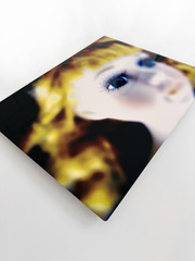 Surreal Photograph Art of Blonde Doll with Blue Eyes, Pop Art, Barbie Face Close