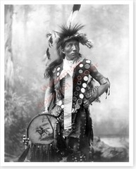 Native American Oglala Lakota Indian Chief Bone Necklace Silver Halide Photo