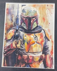 Watercolor Inspired Star Wars Collectible 8.5×11 Canvas Fan Art – Boba Fett