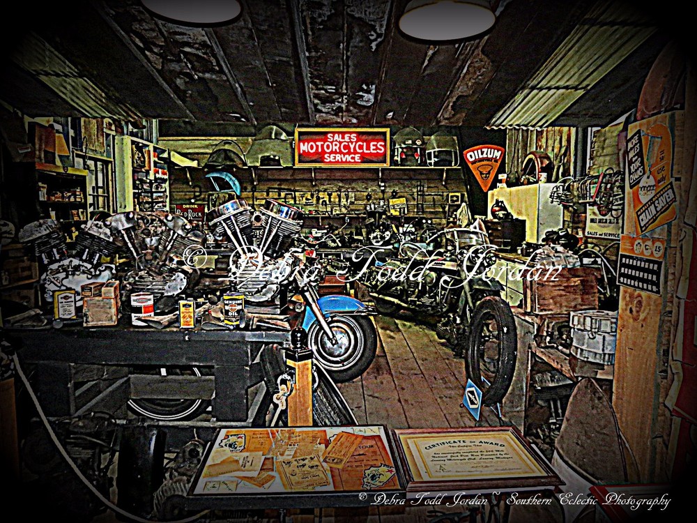 Harley Davidson Panhead Motorcycle Shop Photo 8 x 10