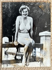 21x16cm Vintage DPA Photo on Agfa Brovira Circa 1950 Eva Braun – Brown Spots
