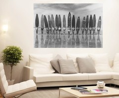 Surf Beach Vintage Art Print Poster Frame Black White Surfing Boards