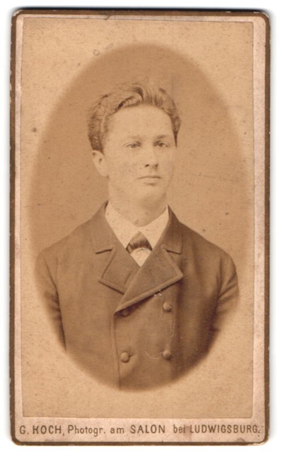 Photograph G. Koch, Ludwigsburg, portrait of a young man CDV/cabinet photo