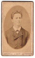Photograph G. Koch, Ludwigsburg, portrait of a young man CDV/cabinet photo