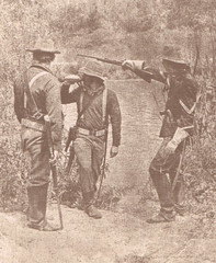 NEWLY FOUND! HENDRICKSON B&W Sepia Photo Print SOLDIERS W/ SWORD By RIVER 8X10″