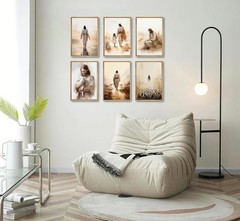 6Pcs Jesus Christian Canvas Wall Art Jesus Embraces the Lamb Jesus Walking On…