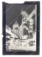 Large Glass Plate 13x18cm Superb Vintage Graphic Photo Industry Factory