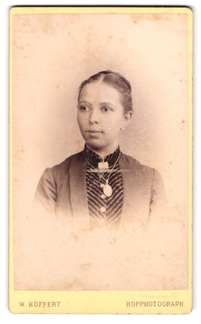 Photograph W. Höffert, Dresden, Seestr. 10, Portrait Young Lady with Jewelry Hal