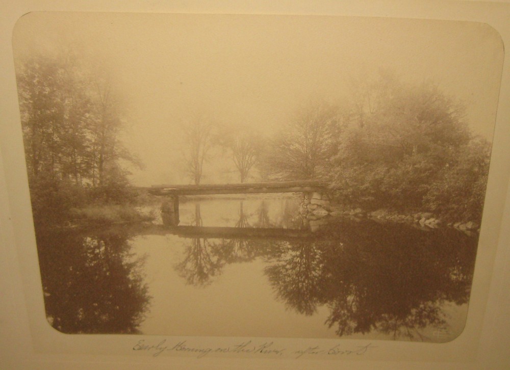 ANTIQUE *CLIFTON CHURCH* EARLY MORNING RIVER BRIDGE JACKSON NH LANDSCAPE PHOTO