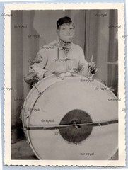 Man with Creepy Mask on Drums – Music Drum Band Chapel Photo 9x12cm