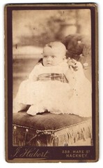 Photograph J. Hubert, Hackney, 238, Mare St., Portrait Sweet Baby in White Kle