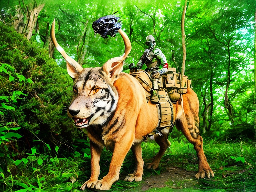 ART PHOTO Digital Collage Wallpaper Background Image Animal Alien Mutant soldier